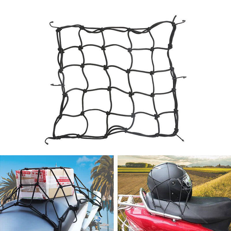ya 12 5.21 40*40CM Motorcycle Elasticated Luggag Cargo Net Strong Webbing Straps Tie Black