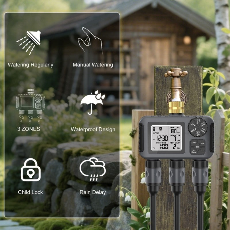 ya 14 Automatic Plant Watering Device Double Hose Timer Large Display For Outdoor