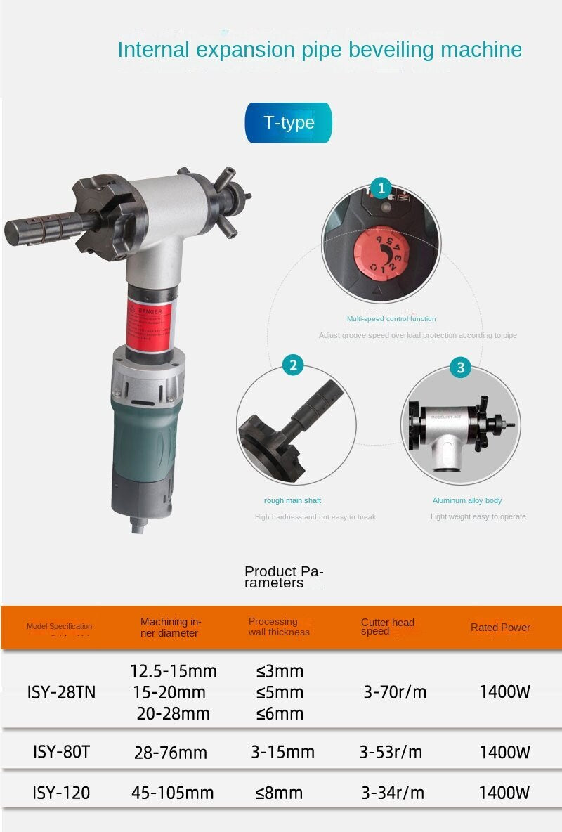 Pipe Beveling Machine ISY-80T Internal Rising Type Pipe Beveling Machine 1400W