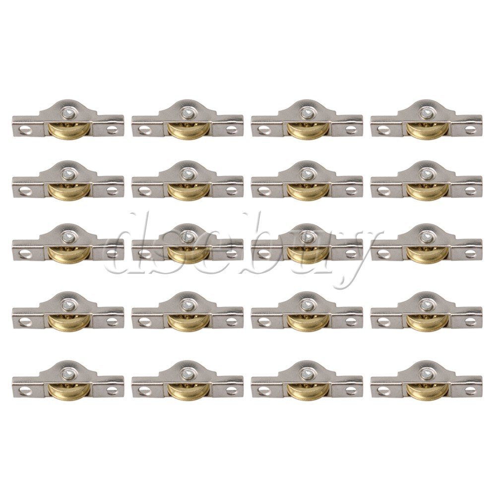 ya 14 20xWardrobes Cabinet Door Copper Slotted Sliding Roller Wheel 20mm Dia