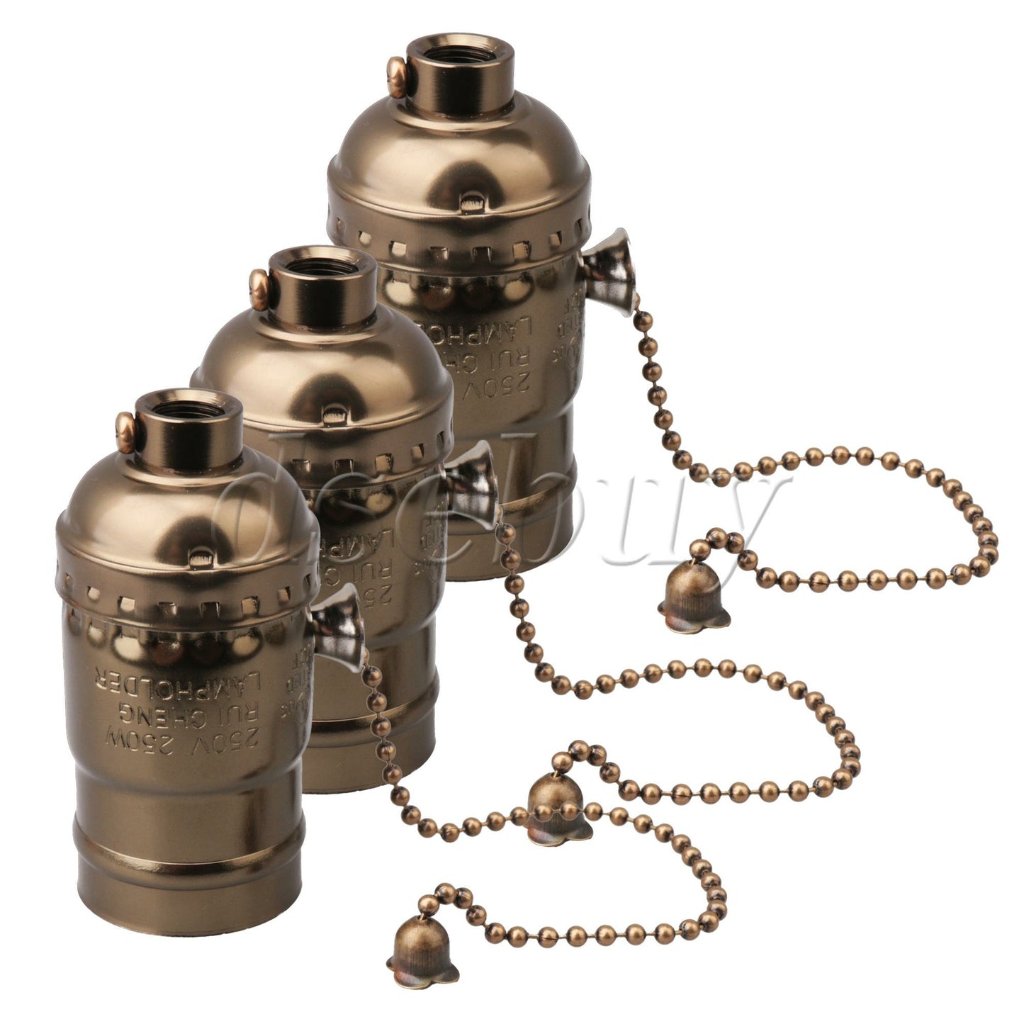 ya 14 3 Pieces AC110-2 Vintage Aluminum Chain Lamp Holder for E27 Screw Bulb