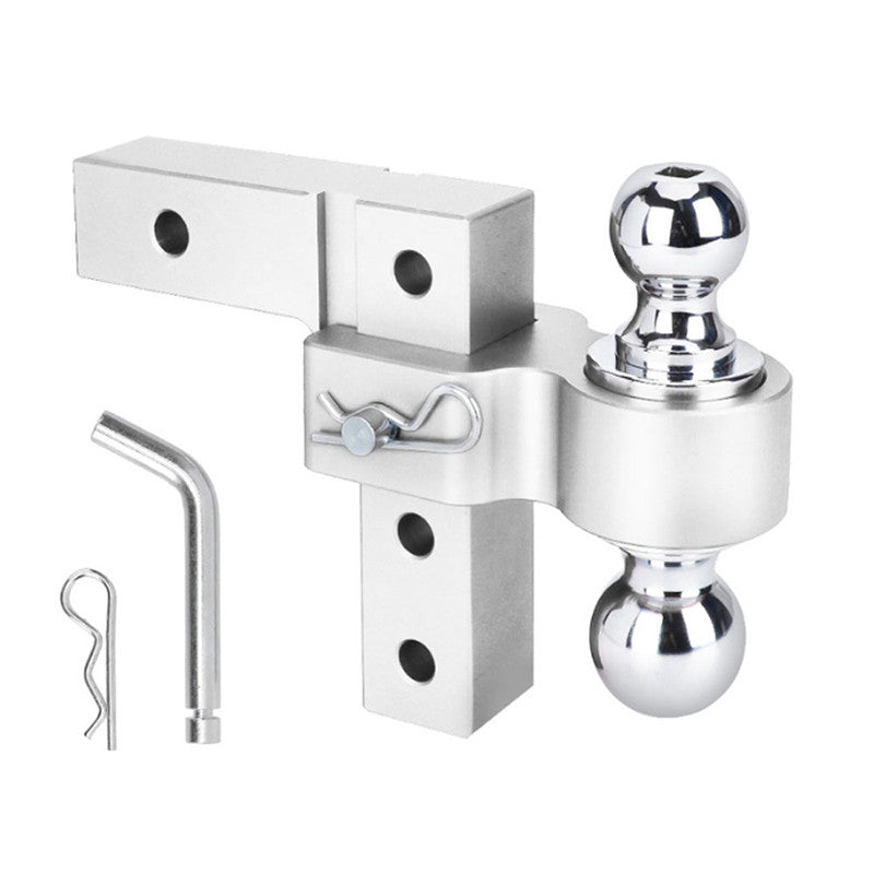 ya 5 8.7 Silver Double Ball 6 Drop Adjustable Trailer Hitch for 2 Receivers