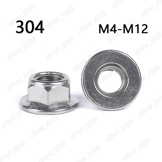 304 Stainless Steel Prevailing Torque Type All-metal Hex Nut Non-Serrated Flange