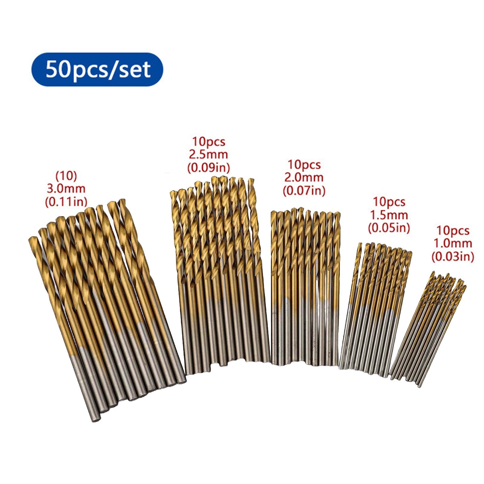 ya 25 Premium 50pcs Drill Bits Sets with Gold Coating for Metal Masonry Wood