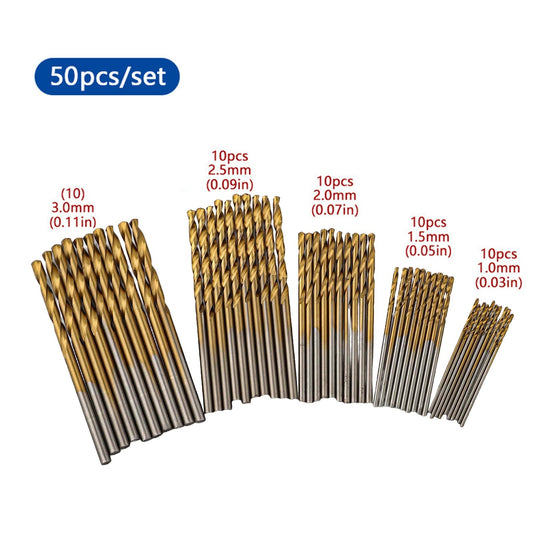 ya 25 Premium 50pcs Drill Bits Sets with Gold Coating for Metal Masonry Wood