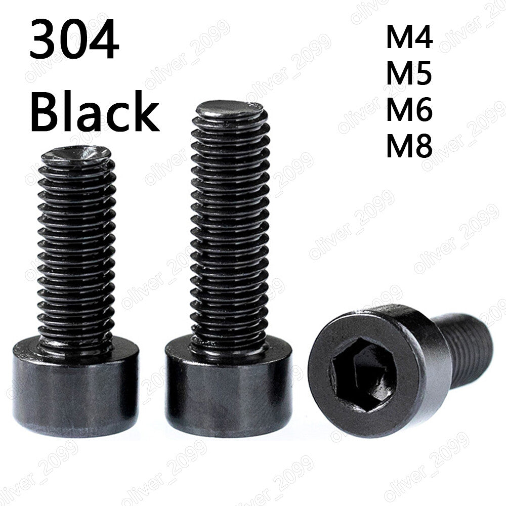 Black 304 Stainless Steel Allen Hex Socket Bolts Cap Head Screws M4 M5 M6 M8