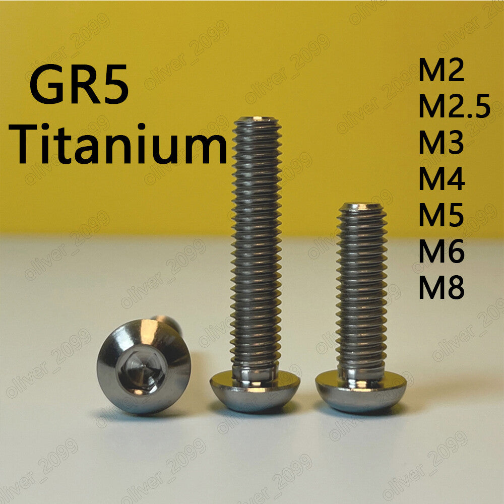 Titanium GR5 ISO7380 Hex Socket Bolts Button Head Screws M2 M2.5 M3 M4 M5 M6 M8