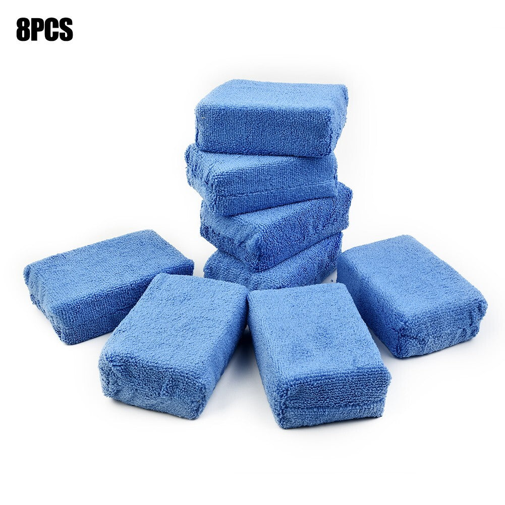ya 5 8.7 4/8 Pcs Blue Microfiber Applicator Sponge Pads Car Care Waxing Polishing Tool