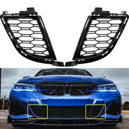 ya 27 6.18.2 2 Front Bumper Lower Grills Black New for BMW G20 G21 330i M Sport 19-22 LH & RH