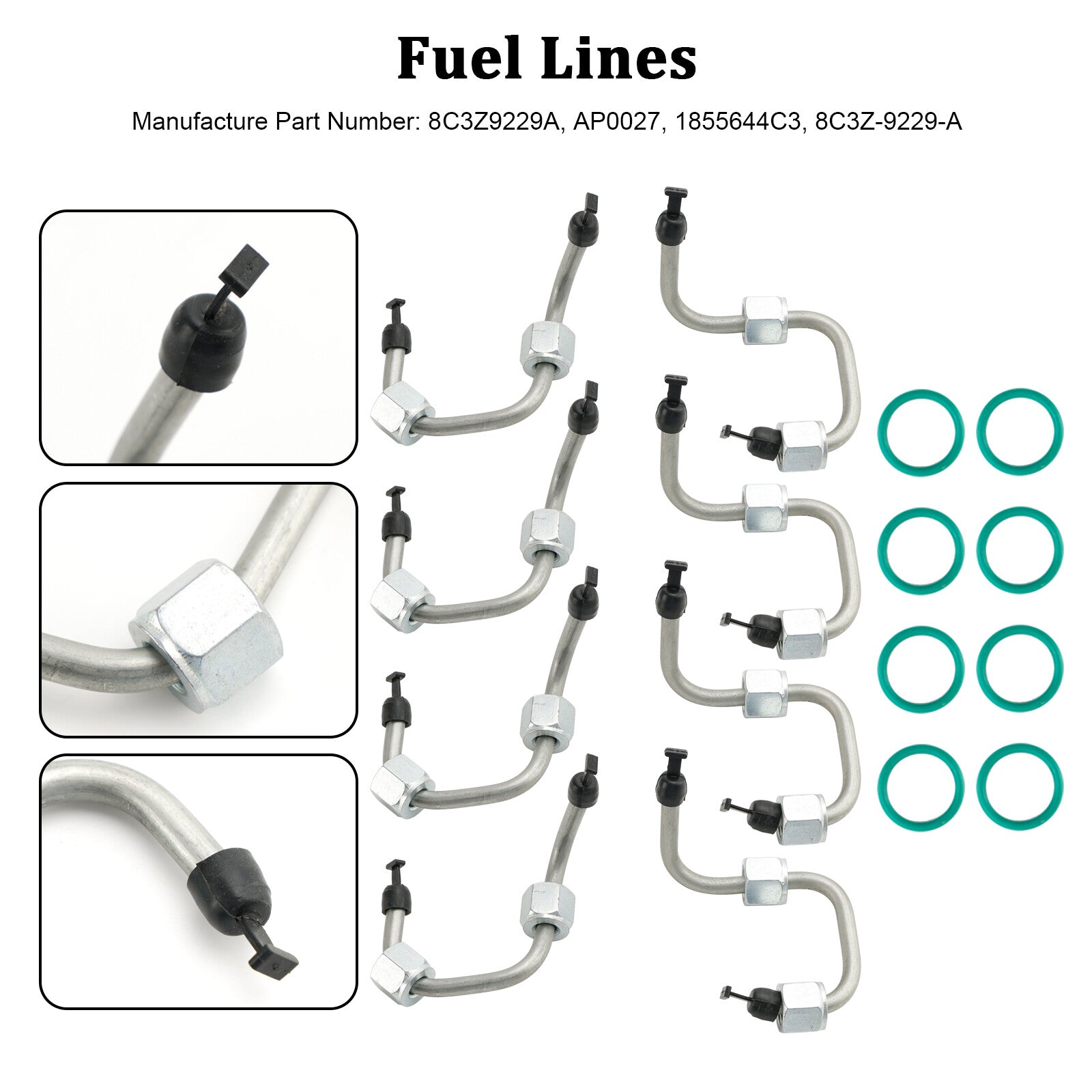 ya 1 8.5.4 8PCS Fuel Injector Install Kit w/ Injector Line for F250-F550 6.4 2008-10U1