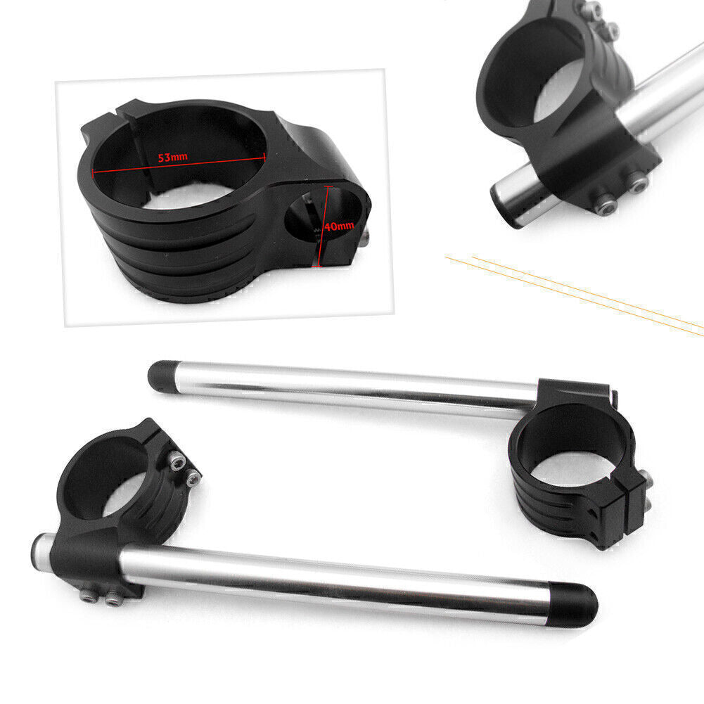 ya 2 6.26 2x CNC 53mm Clip On Ons Handle Bar Handlebars for Ducati 848/1098/1198 Black