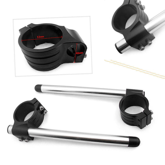 ya 2 6.26 2x CNC 53mm Clip On Ons Handle Bar Handlebars for Ducati 848/1098/1198 Black