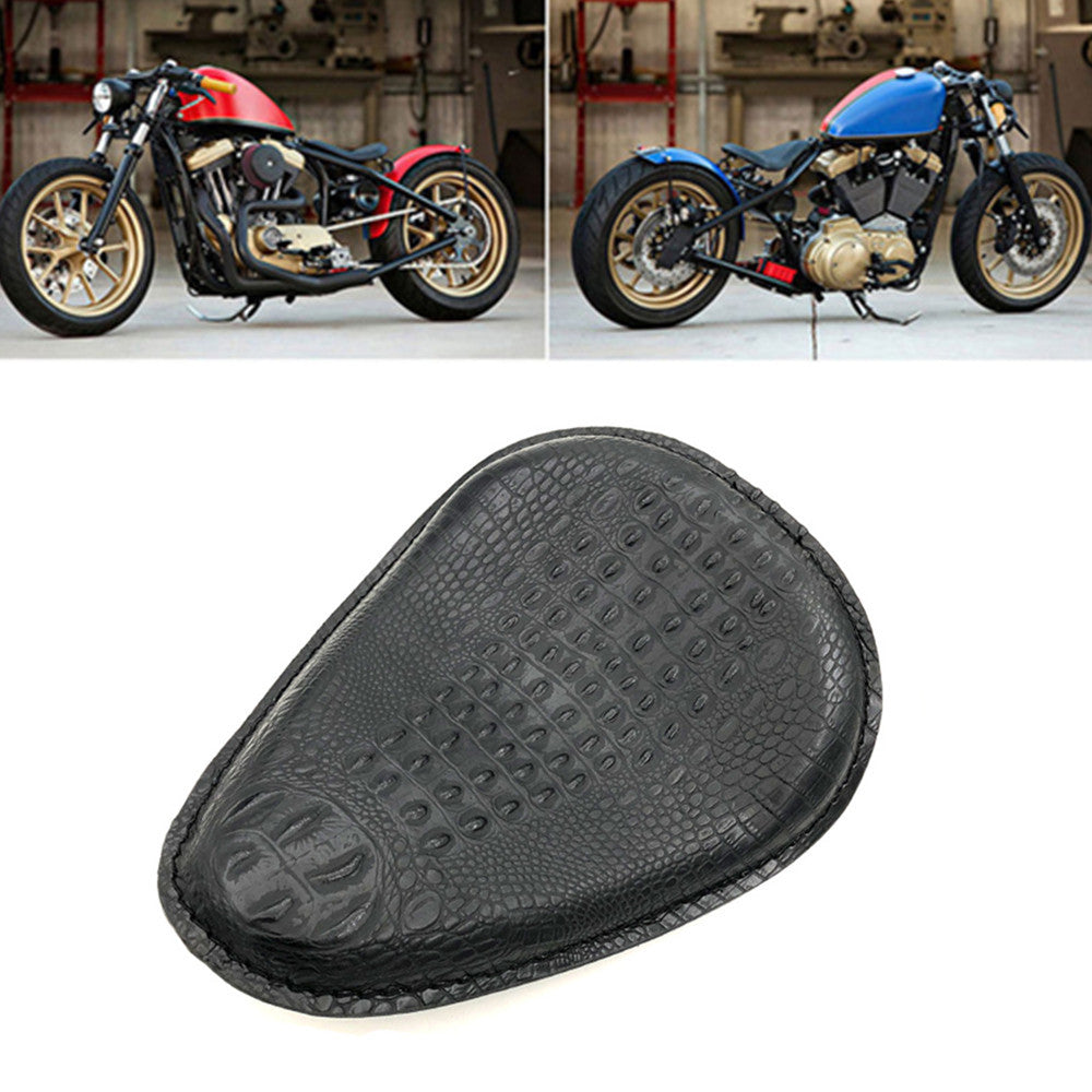ya 5 8.7 New Black Crocodile PU Leather Style Solo for Seat for Harley Chopper Bobber Custom