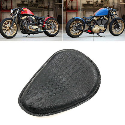 ya 5 8.7 New Black Crocodile PU Leather Style Solo for Seat for Harley Chopper Bobber Custom
