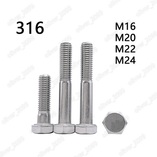 316 Stainless Steel Hexagon Head Bolts Partial Thread DIN931 M16 M20 M22 M24