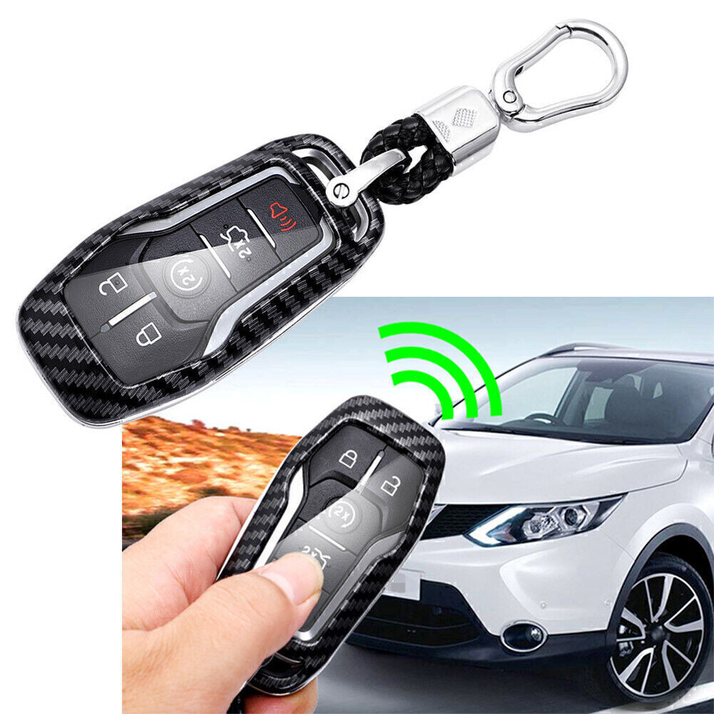 ya 10 5.28 Carbon Fiber Hard for Smart Key Cover Accessories Chain Case Holder Fit for Ford