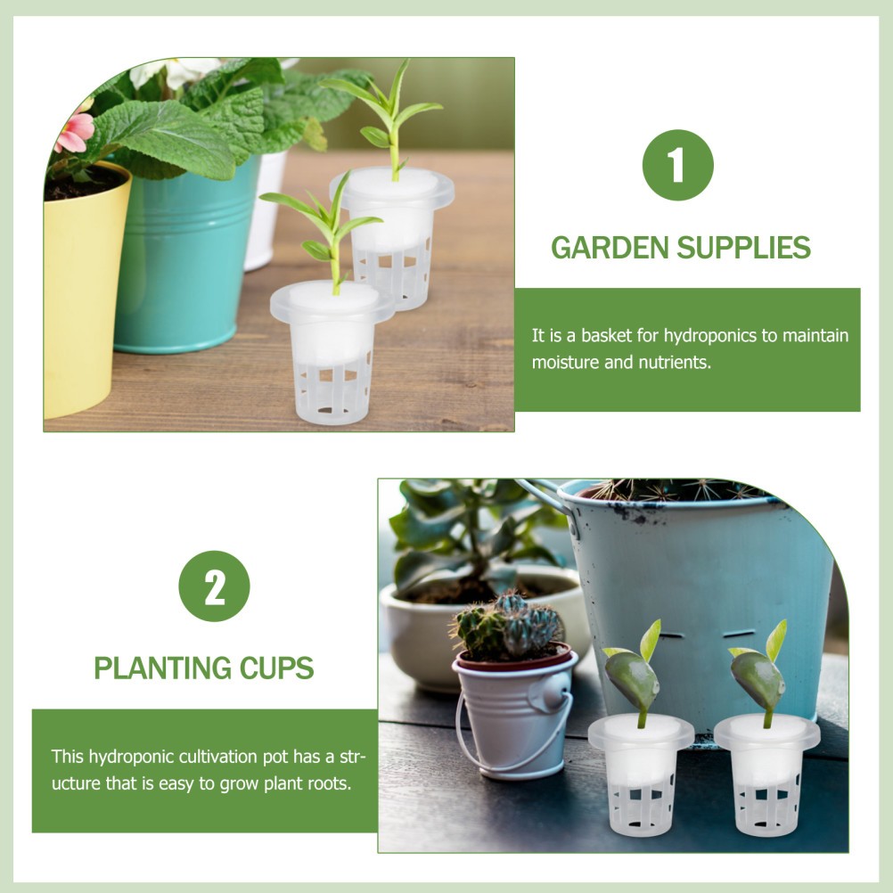 ya 14 100 Pcs Hydroponic Plant Growing Baskets Plastic Cotton Soilless Containers