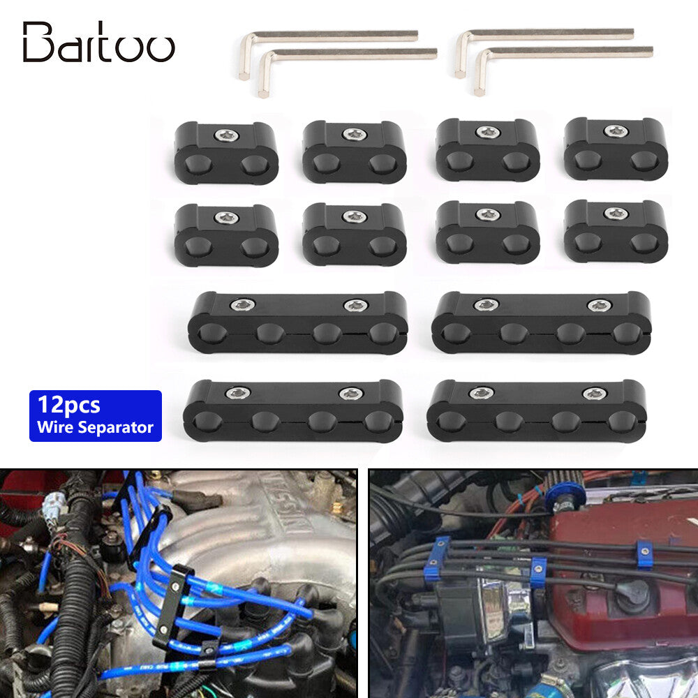 ya 6 6.13 Spark Plug Wire Separator Black Wire Separator For 8/9/10mm Universal 12PCS