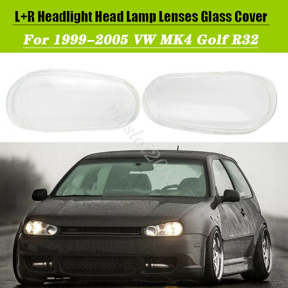 ya 13 5.27.2 Pair Headlight Glass Lens Lampshades Left + Right for 1999-2005 for VW MK4 for Golf R32