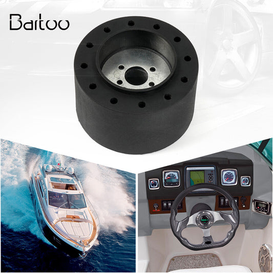 ya 1 7.4 3/4 Inch Keyway Marine Boat Steering Wheel Hub Adapter Black 6 Holes