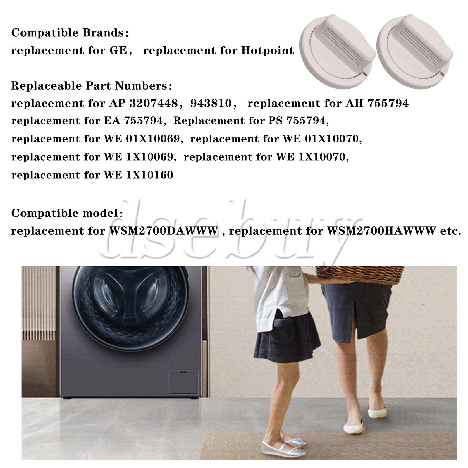 ya 26 4Pieces White Dryer Washer Timer Control Knobs Replacement for GE AP3207448