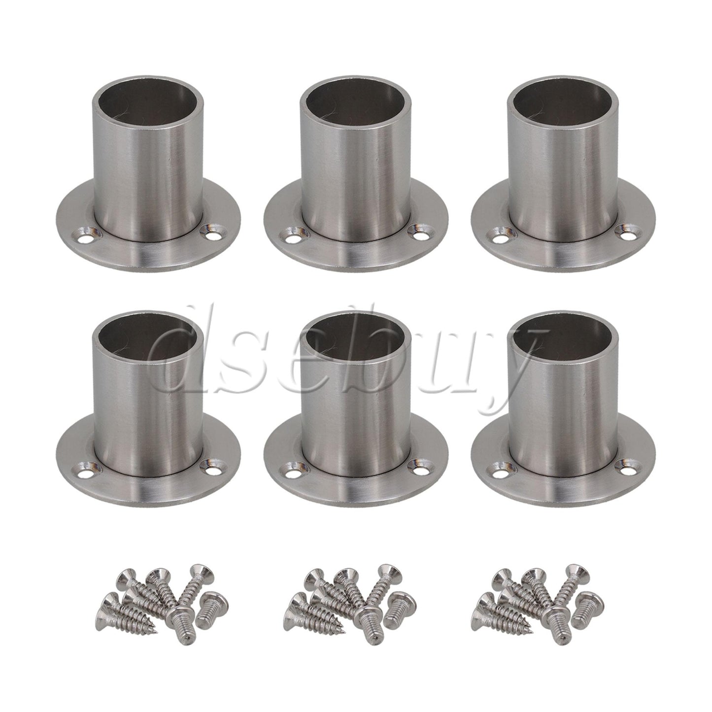 ya 26 6pcs Stainless Steel Closet Rod Flange Socket Flange Socket Holder Silver