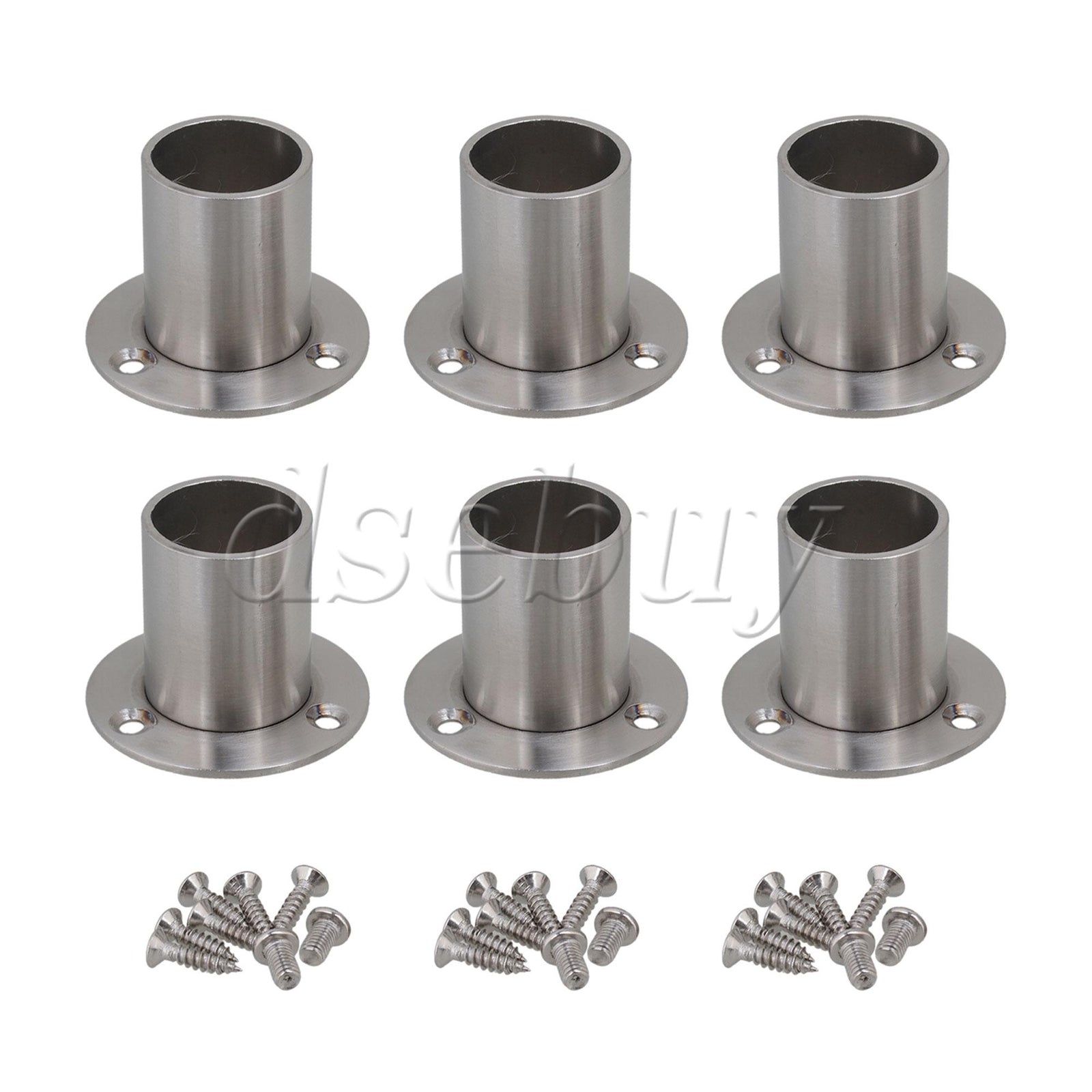 ya 26 6pcs Stainless Steel Closet Rod Flange Socket Flange Socket Holder Silver