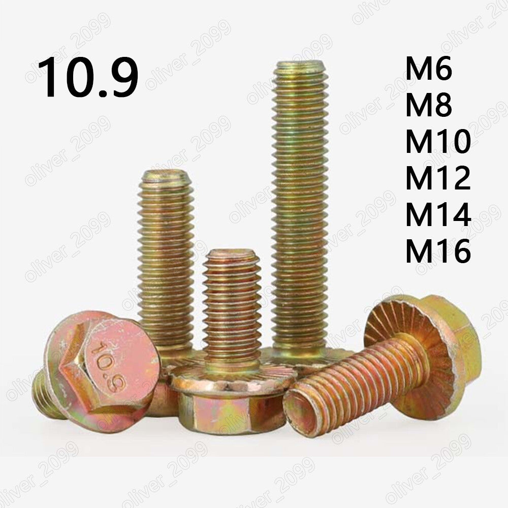 Color Zinc 10.9 Hexagon Flange Bolts Hex Flange Head Screw M6 M8 M10 M12 M14 M16