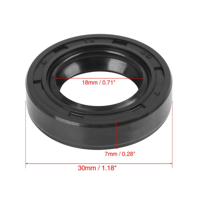 ya 5 8.7 Black 18 x 30x 7mm NBR Rubber Double Lip TC Oil Shaft Fuel Injector Seal for Car