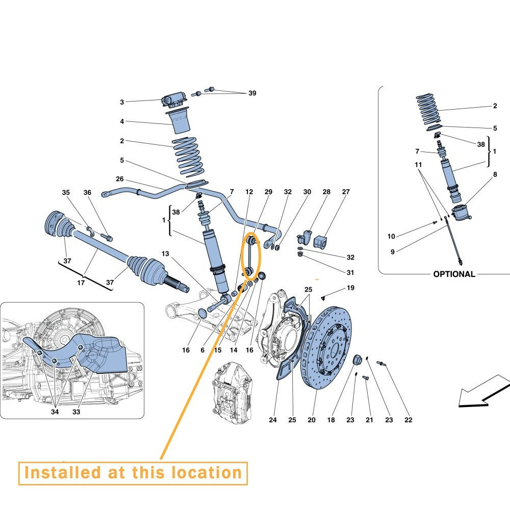 ya 8 5.27.2 Suitable for for Ferrari 812 California FF F12 Left Rear Sway Bar Link OE 242392