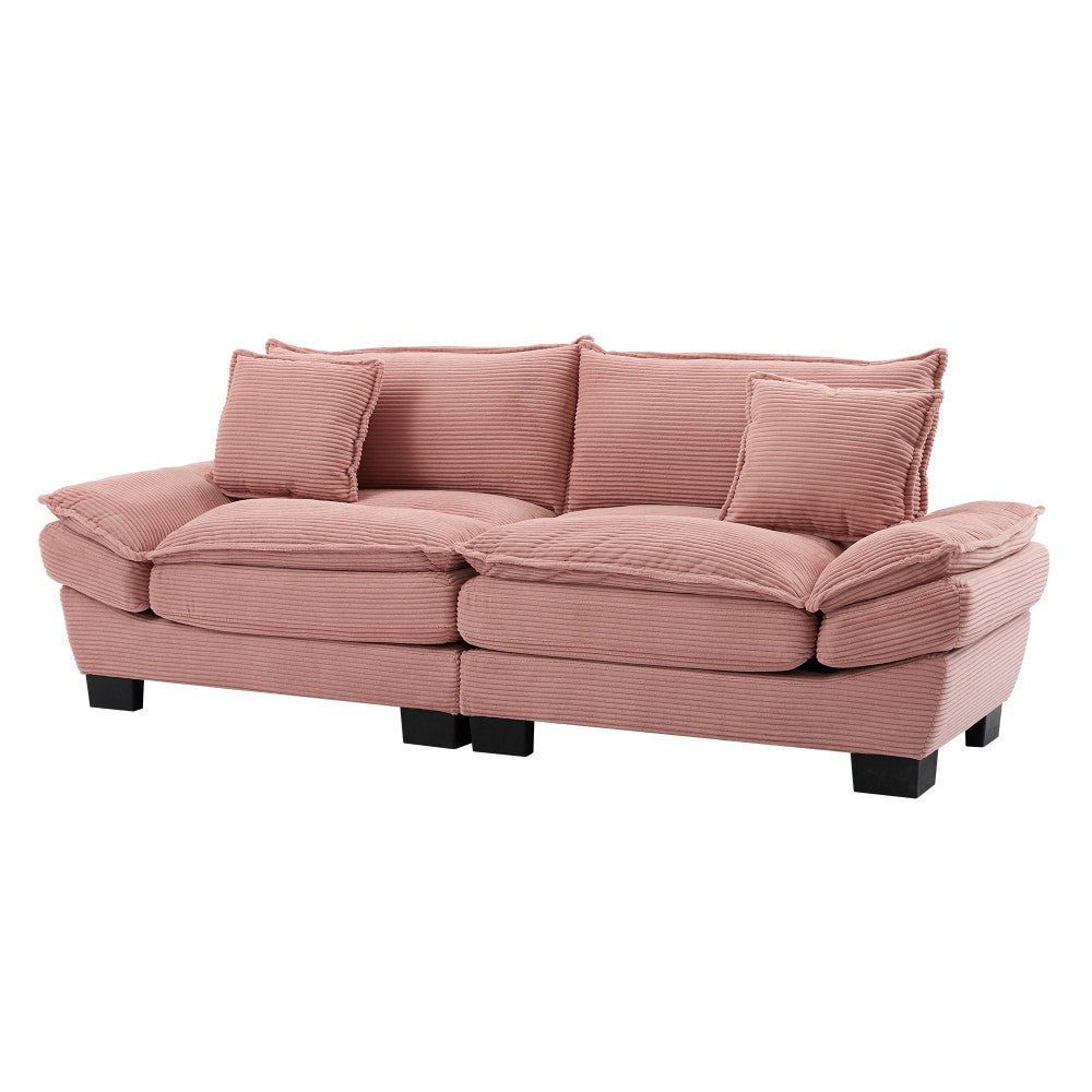 ya 28 Pink Multi-Use Corduroy Sleeper Sofa Upholstered Loveseat W/Pillows Deep Seat