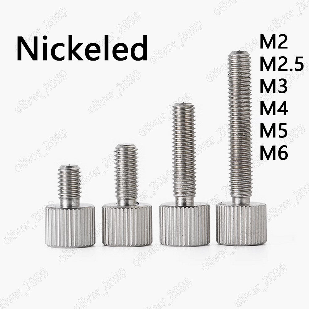 Nickeled Steel Thumb Screws Knurled Flat Cylinder Head M2 M2.5 M3 M4 M5 M6