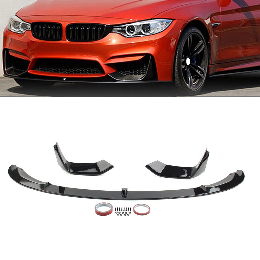 ya 4 6.17 Front Bumper Lip Spoiler for BMW F80 M3 F82 F83 M4 2015-2020 2019 Glossy Black