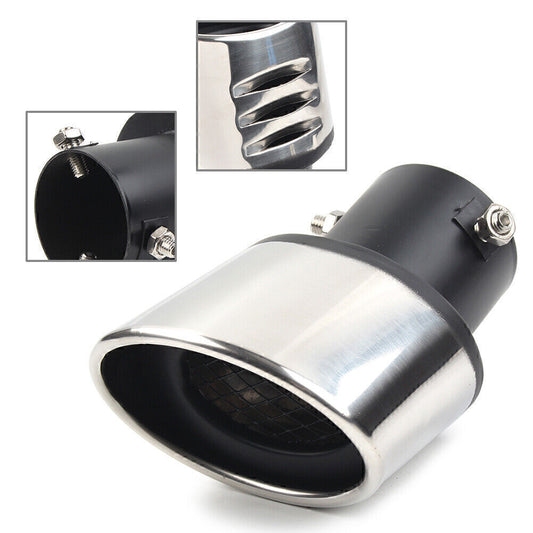 ya 4 6.17.2 Sliver Universal Car Bent Rear Pipe Tail Muffler Tip Round Accessories