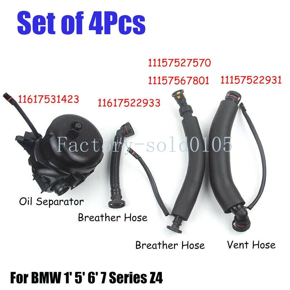 ya 1 8.5.1 4-Pack Oil Separator Crankcase Ventilation Valve and Hose for E91 E60 E90 11157522931