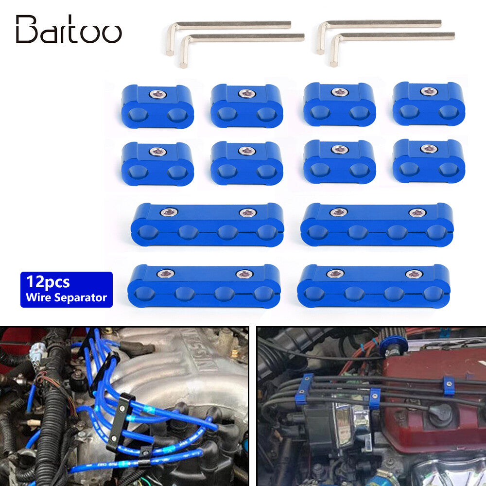 ya 6 6.13 12PCS Universal Spark Plug Wire Separator Blue Wire Separator For 8/9/10mm