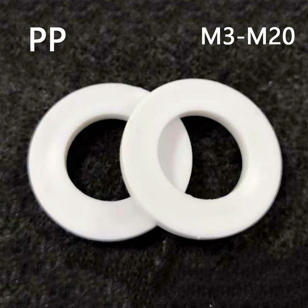 PP Polypropylene Plastic Flat Washers Insulation M3 M4 M5 M6 M8 M10 M12 M14 M20