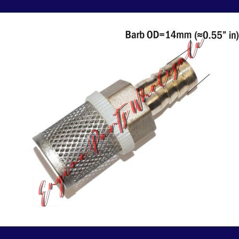 ya 16 14mm For 1/2 in Brass Hose Barb Stainless Steel Filter Mesh Strainer Connector