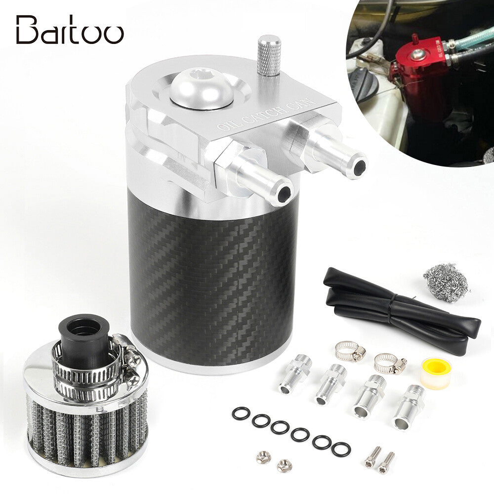 ya 27 6.21 Baffled Oil Catch Can Oil Separator Breather 300ml Aluminum w/REAL Carbon Fiber