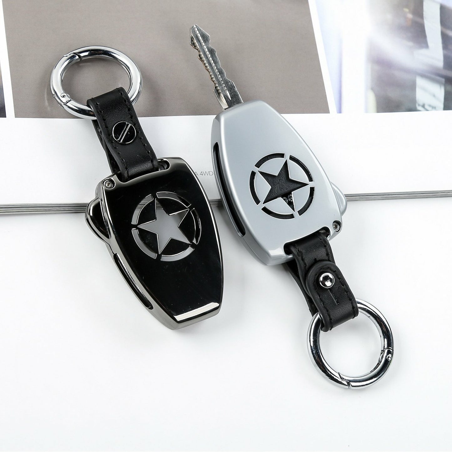 ya 5 8.7 Metal Remote Key Fob Cover Case for Jeep for Wrangler JK/Compass 08-15/Patriot 11-16