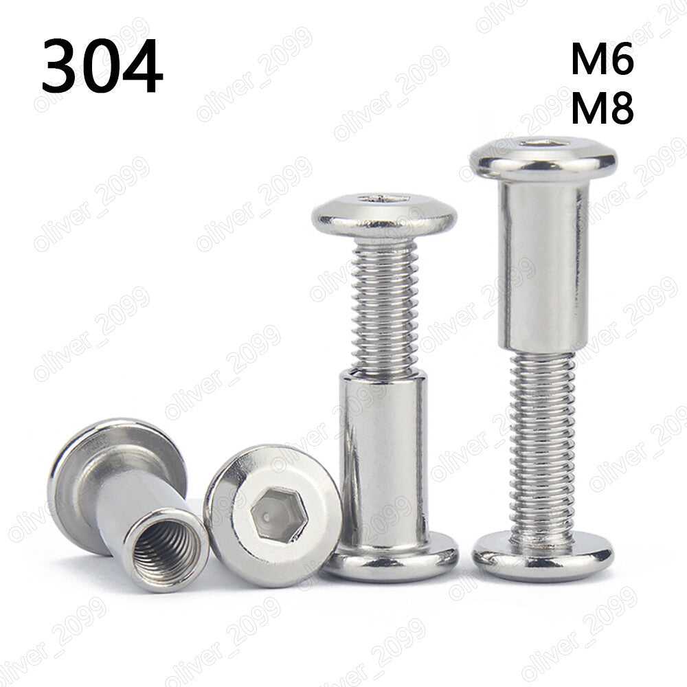 304SS Furniture Connector Bolts Hex FLAT HEAD Screws With Hex Socket Rivet Nuts