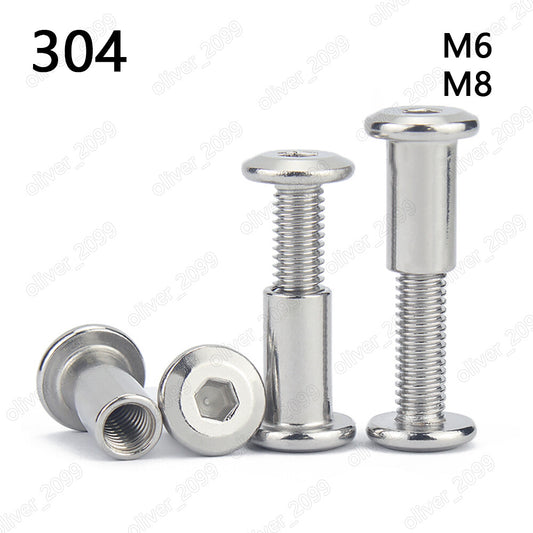 304SS Furniture Connector Bolts Hex FLAT HEAD Screws With Hex Socket Rivet Nuts