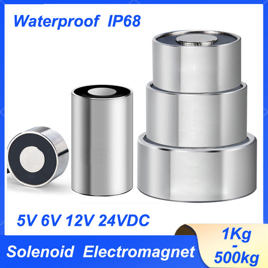 Durable Waterproof Electromagnet - 5V to 24V, IP68 Rated, 1-500 kg Capacity