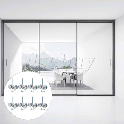 ya 14 8 Pieces Silver Steel Rail Hanging Trolley Sliding Track Roller H3-3 for Home