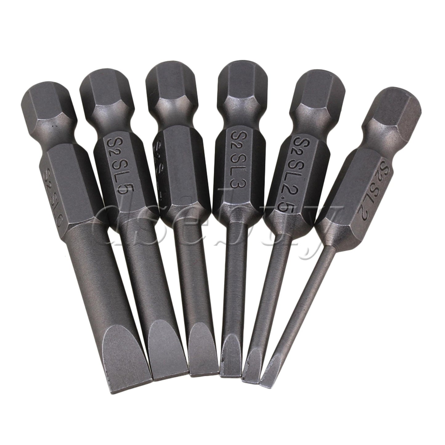 ya 26 18 Pieces S2 Steel Hex Handle Flat Head Screwdriver Bits 1/4 Inch