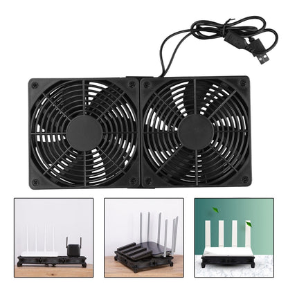 ya 25 120mm 5V USB Powered PC Router Dual Fan USB Axial Radiator For Computer New