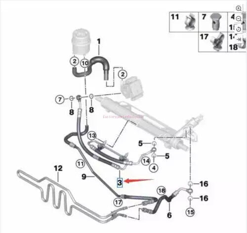 ya 2 7.15 for BMW E82 E84 E87 E88 E90 E92 E93 Power Steering Reture Hose Line 32416786384