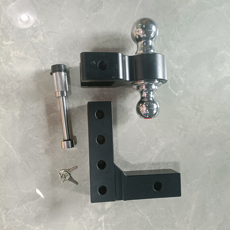 ya 5 8.7 Adjustable trailer hitch double ball mount fits 2-inch receiver 6-inch drop hitch