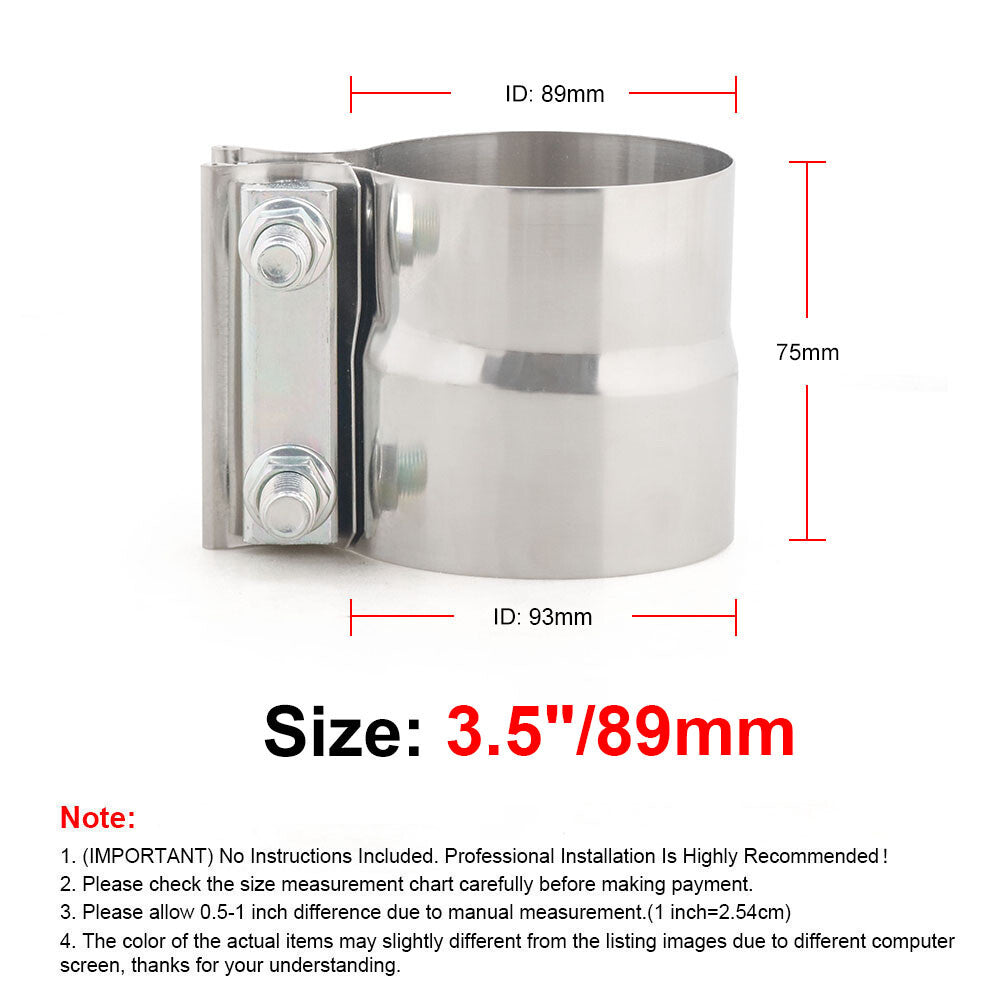 ya 1 6.30 2x 3.5 Lap Joint Reducing Band Clamp Muffler Sleeve Coupler Stainless