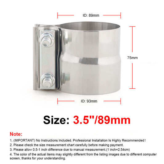 ya 1 6.30 2x 3.5 Lap Joint Reducing Band Clamp Muffler Sleeve Coupler Stainless